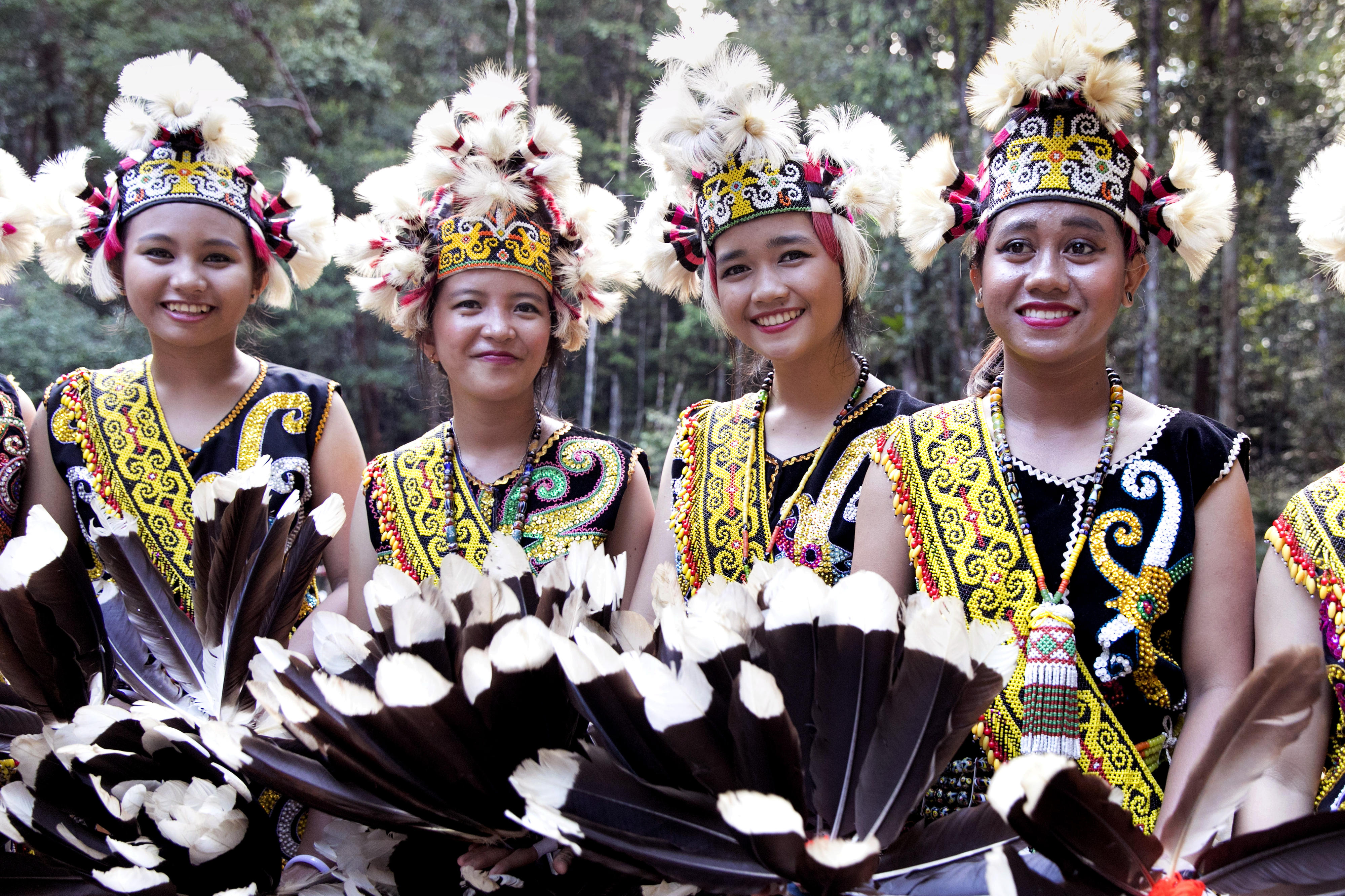 Dancers in traditional costume in Borneo