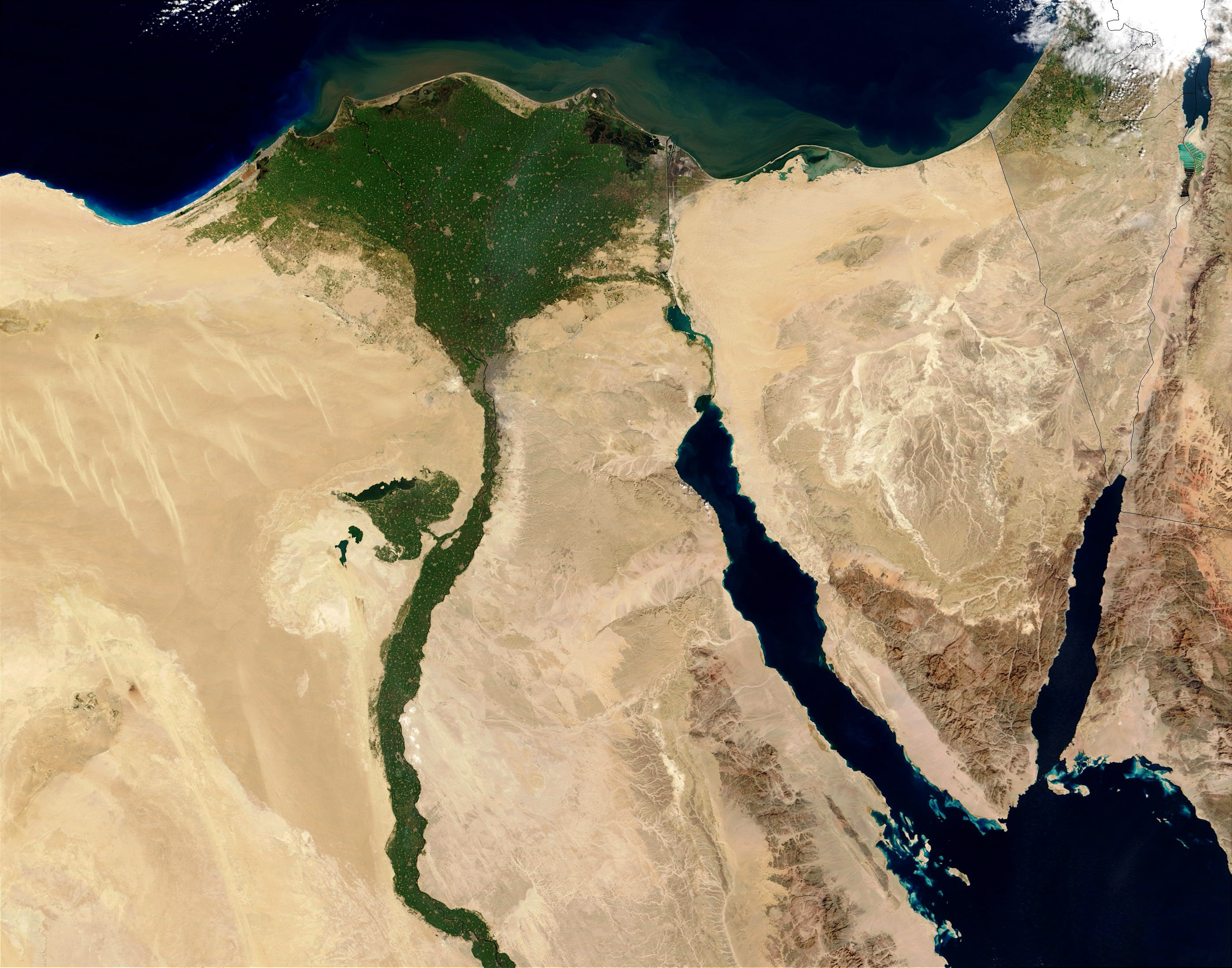 Satellite image of the Nile delta in Egypt