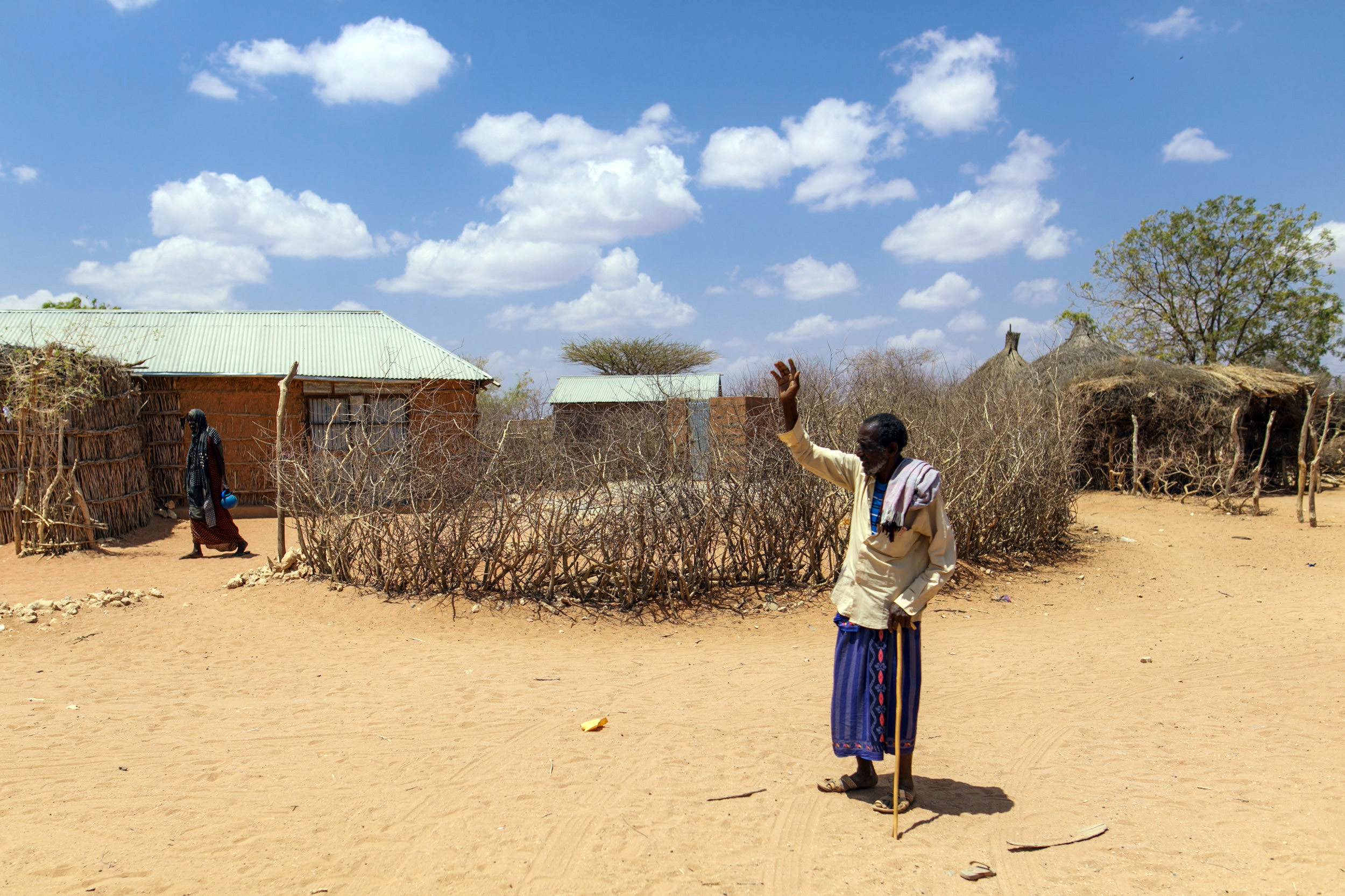 Dorf in der Somali-Region in Äthiopien, in dem sich wegen der anhaltenden Dürre Nomaden angesiedelt haben