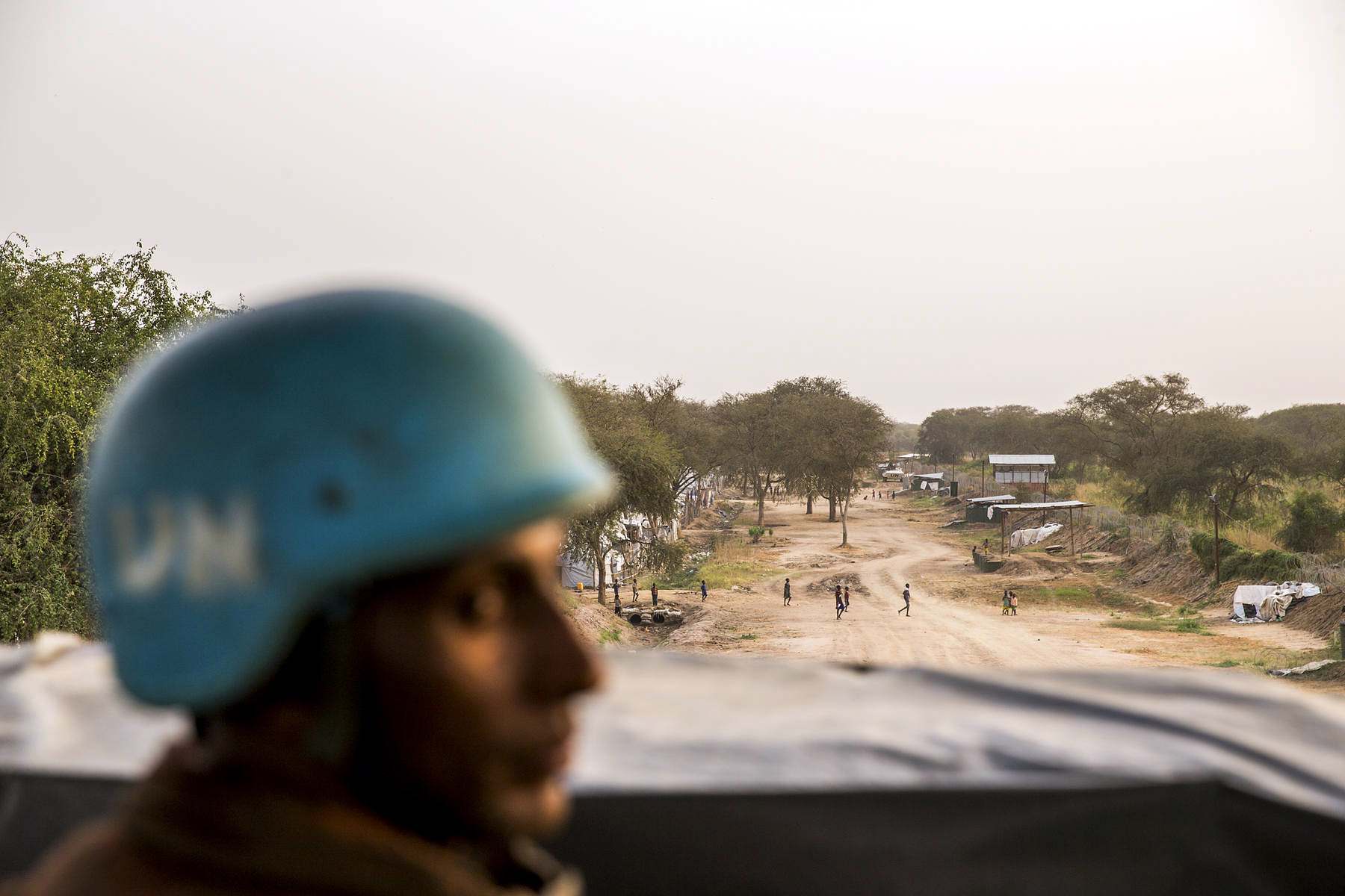 Peacekeepers with the United Nations Mission in South Sudan (UNMISS), on patrol close to the Protection of Civilians site in Bor, South Sudan