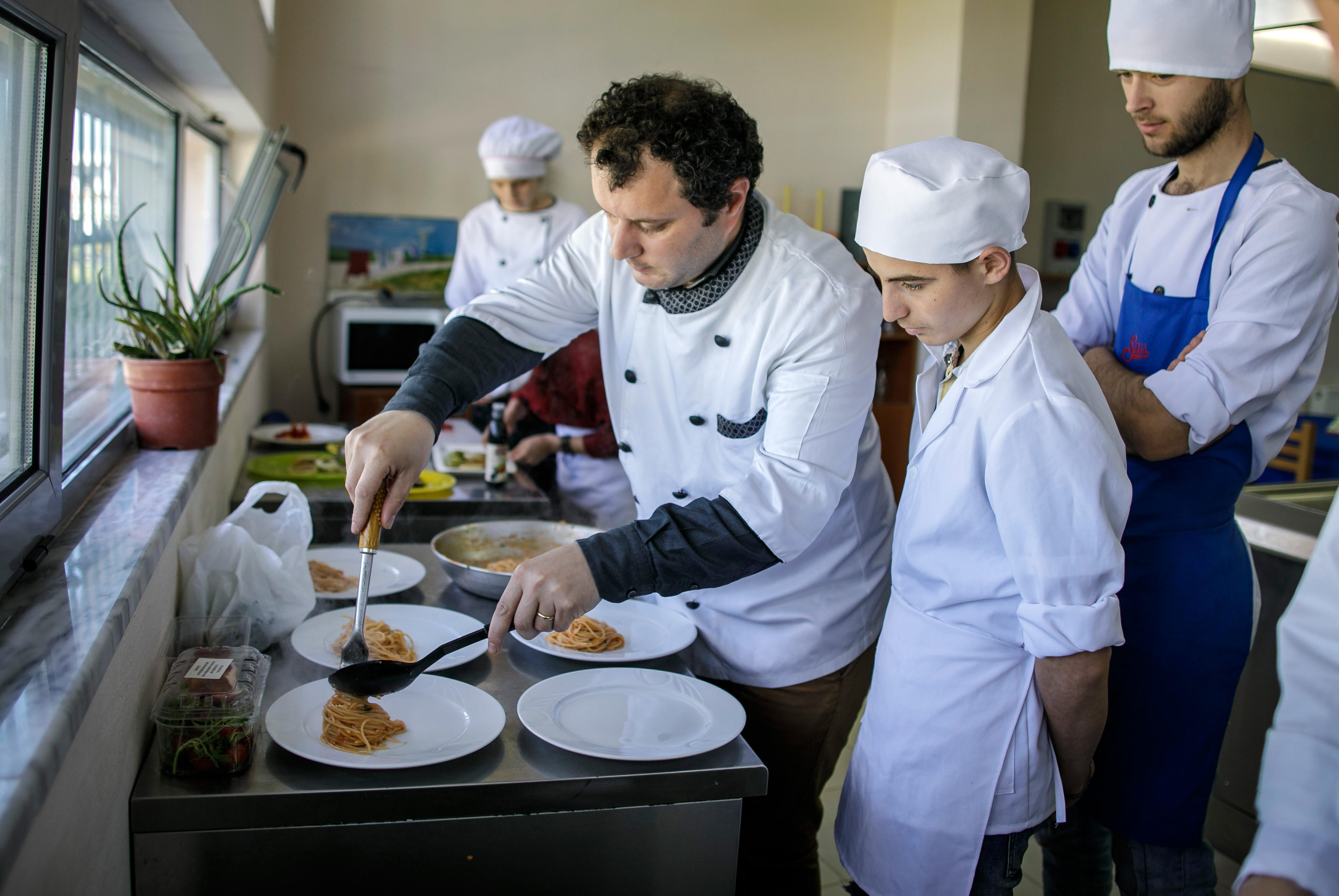 Training of chefs in a vocational school in Kamza, Albania