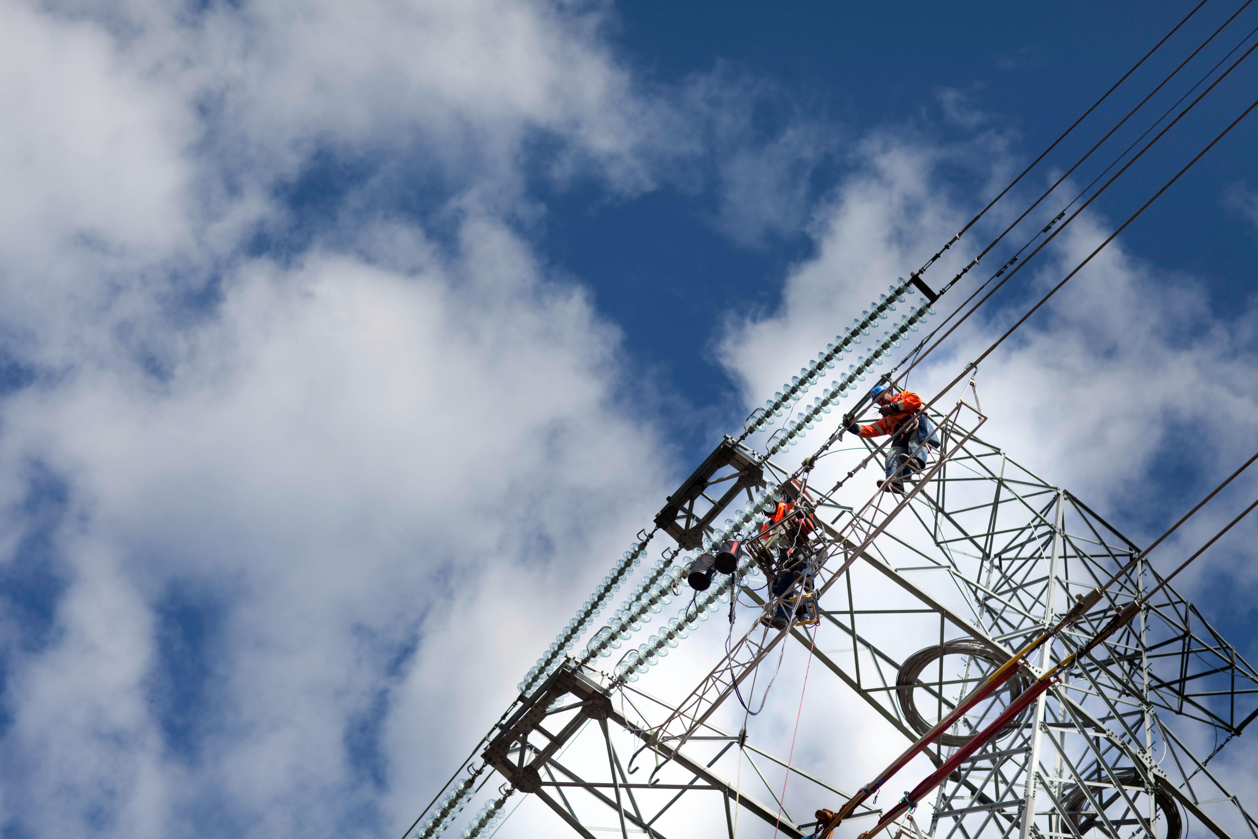 Construction of high-voltage transmission line near Shkoder, Albania