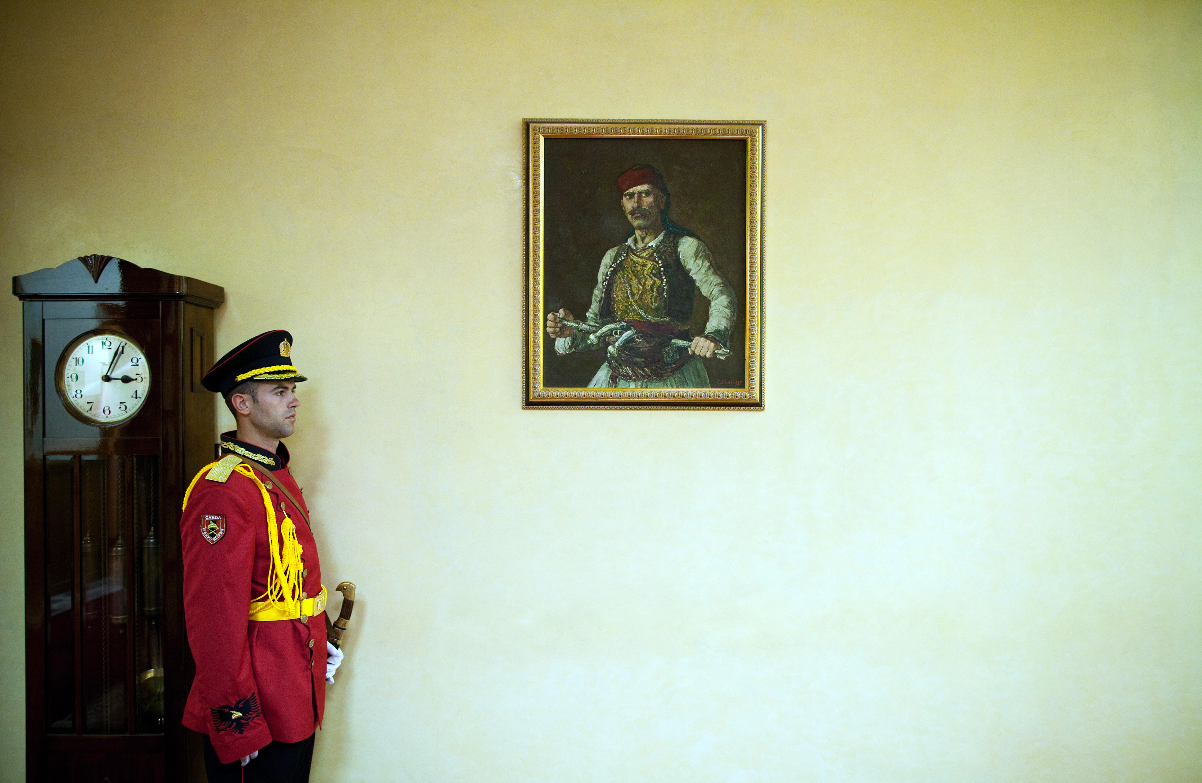 Security guard in the office of the Albanian Prime Minister in Tirana