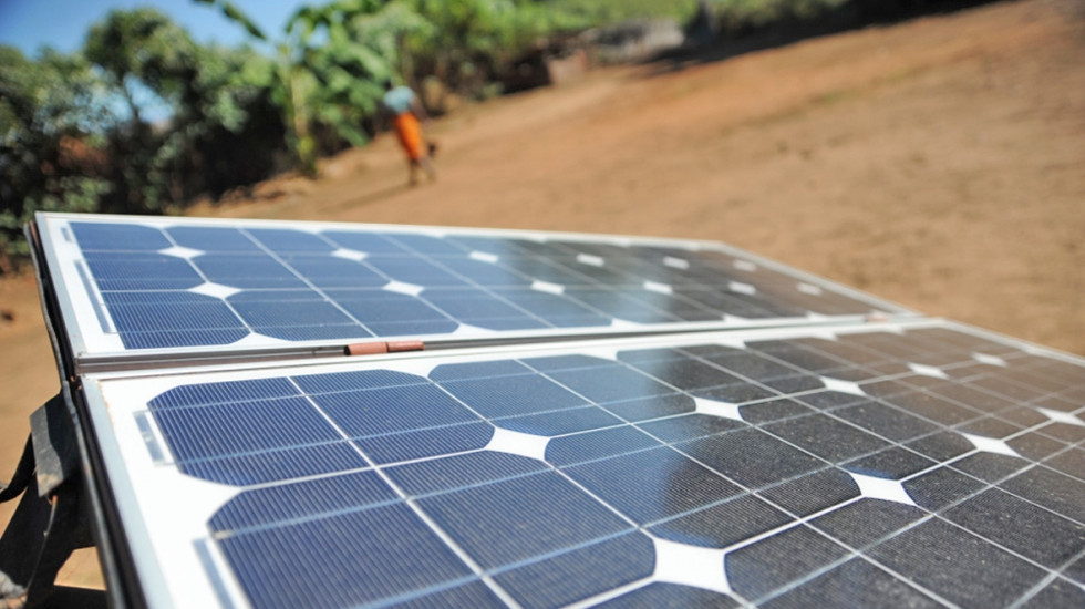 Mobile solar panels are used to power small electrical items in areas where there is no access to electricity in Madagascar.