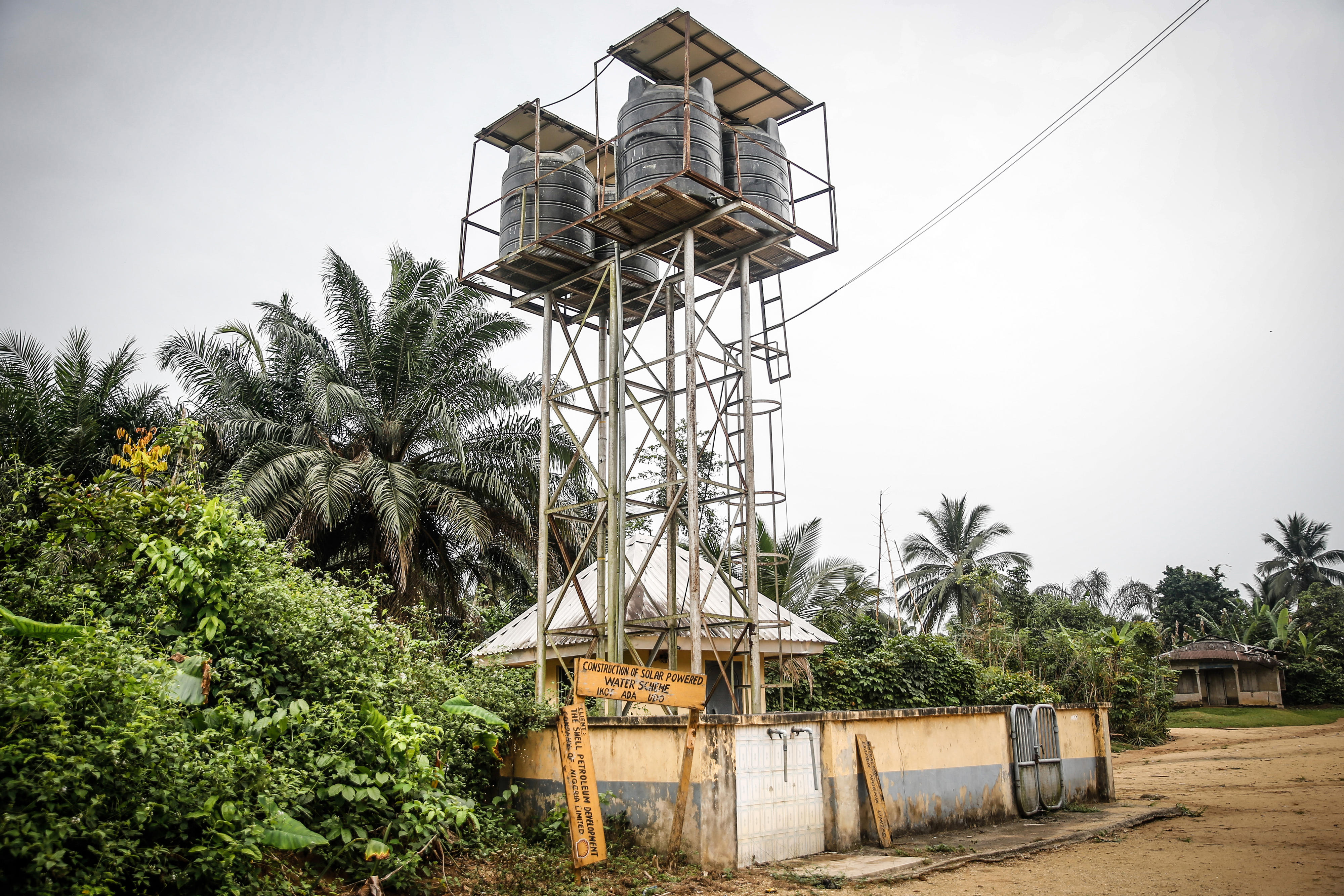 Solar-powered water reservoir in Ikot Ada Udo in the Niger delta