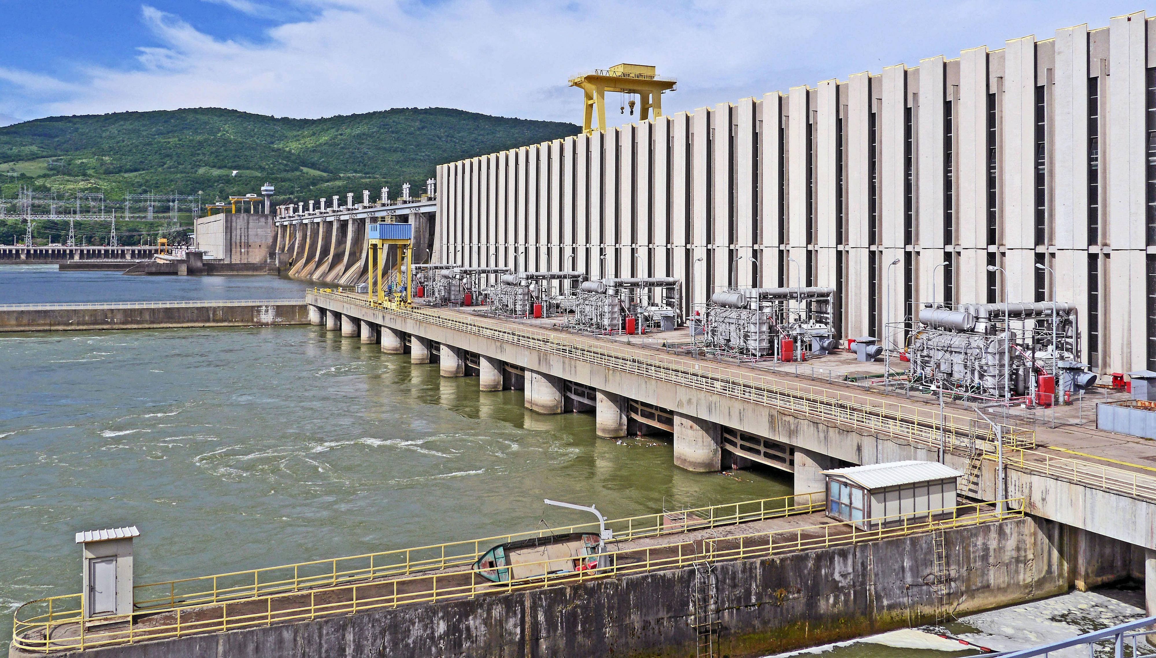 Danube hydropower plant Iron Gate on the border between Serbia and Romania