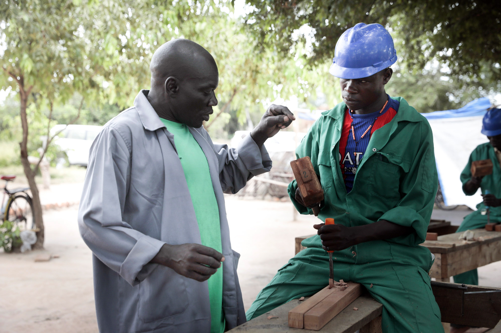 Trainees at the Siripi Youth Skills Training Centre, in the Rhino refugee settlement in Uganda