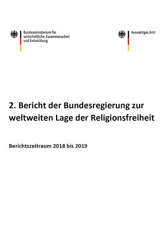 Titelblatt: 2. Bericht der Bundesregierung zur weltweiten Lage der Religionsfreiheit