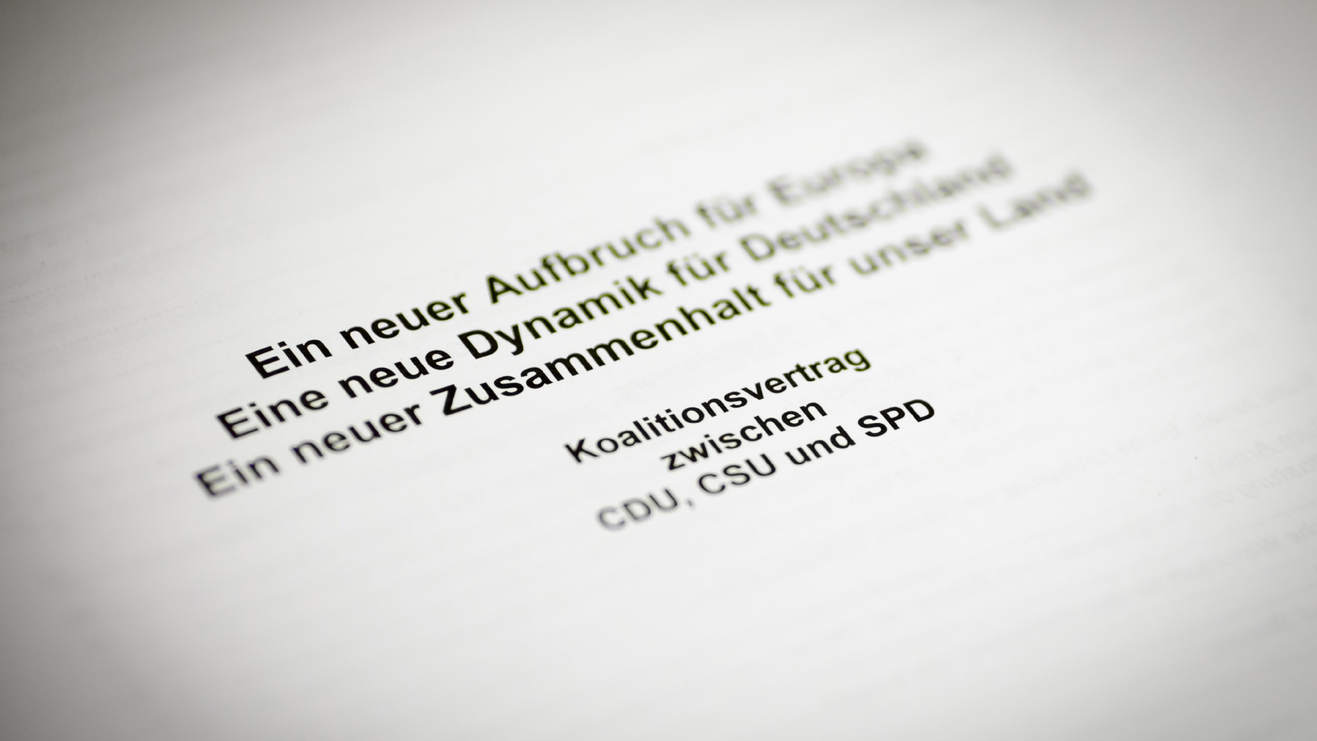 Titelbild des Koalitionsvertrags von CDU, CSU und SPD