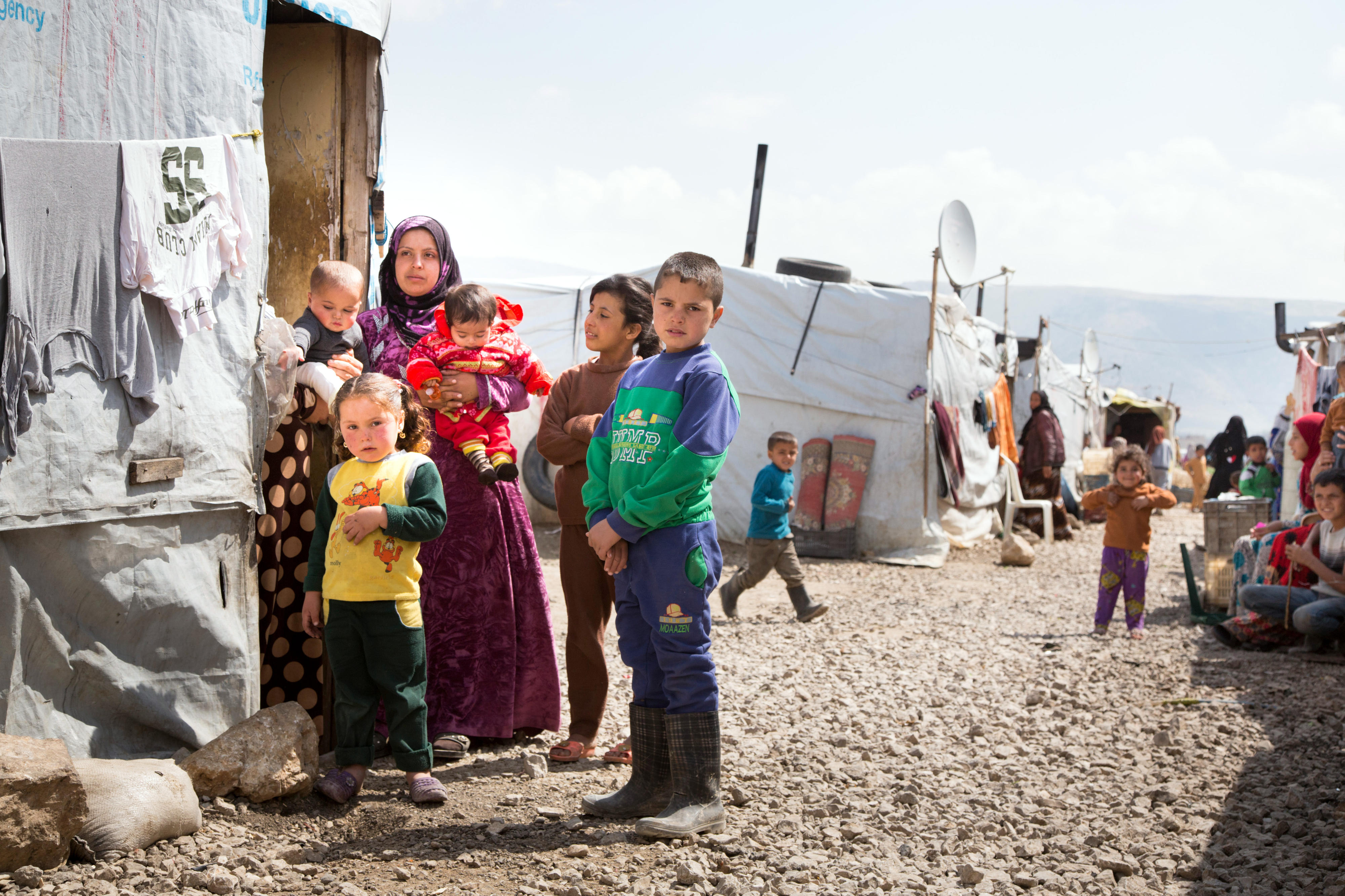 Refugees from Syria in a UNHCR refugee camp 