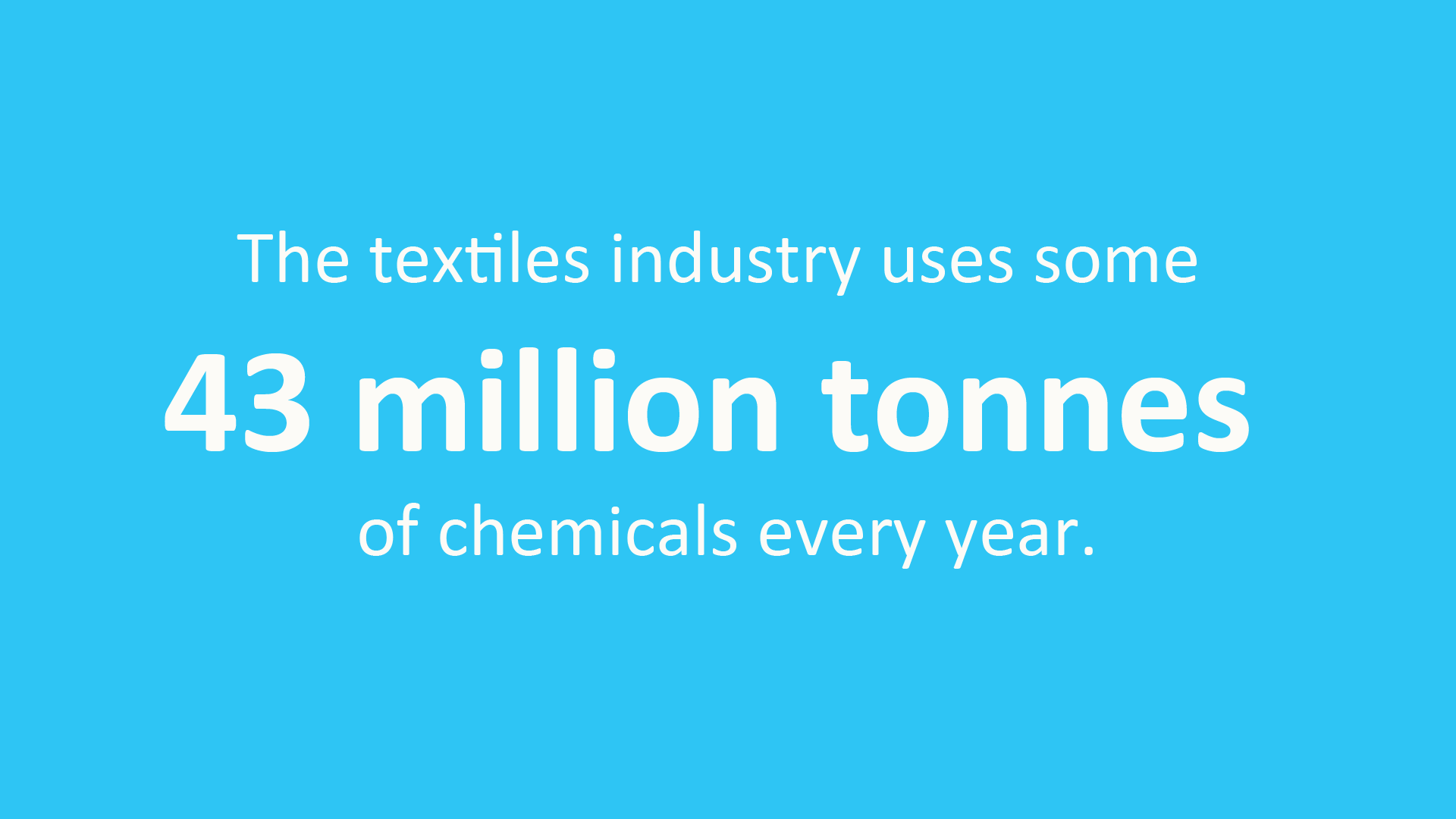 The textiles industry uses some 43 million tonnes of chemicals every year.