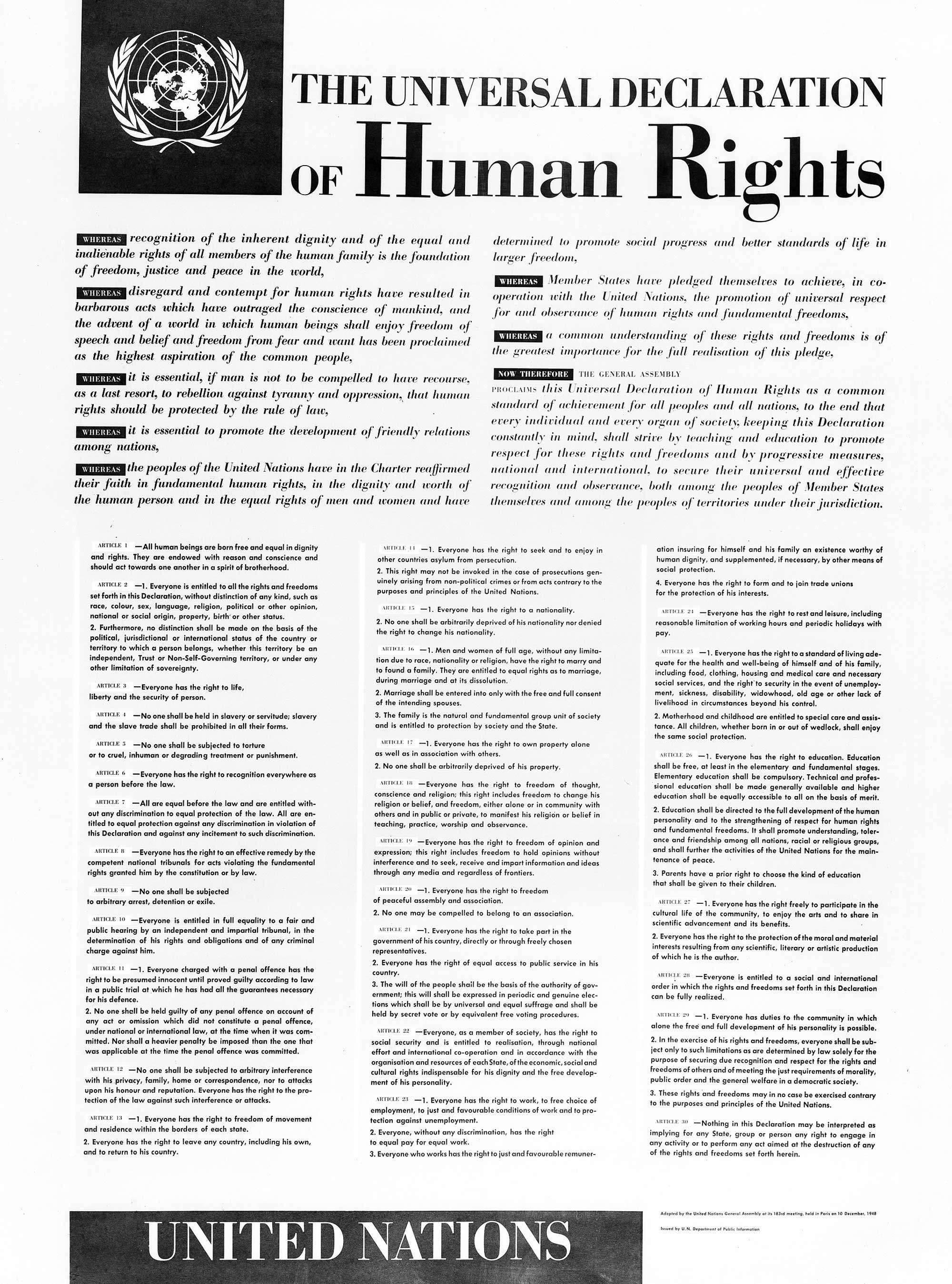 Die Allgemeine Erklärung der Menschenrechte vom 10. Dezember 1948
