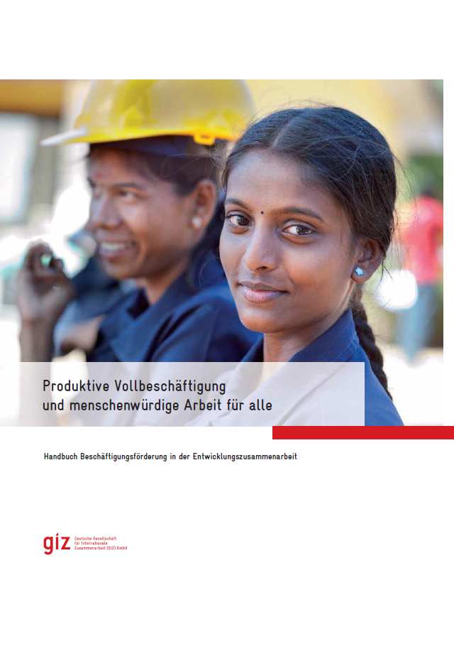 Titelblatt: GIZ-Broschüre: Produktive Vollbeschäftigung und menschenwürdige Arbeit für alle