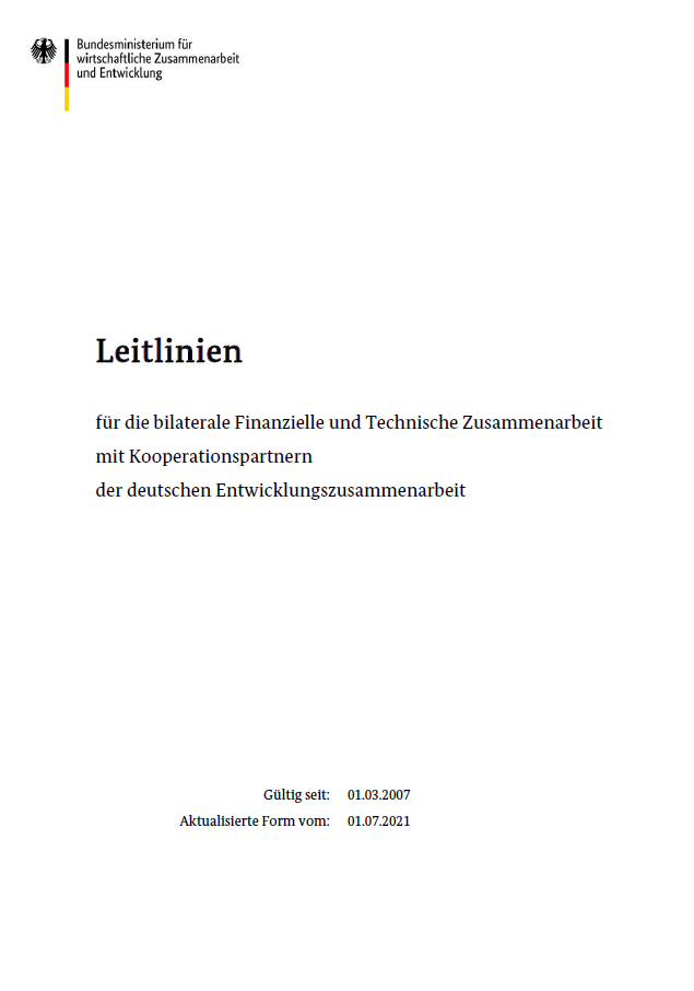 Titelblatt: Leitlinien für die bilaterale Finanzielle und Technische Zusammenarbeit mit Kooperationspartnern der deutschen Entwicklungszusammenarbeit