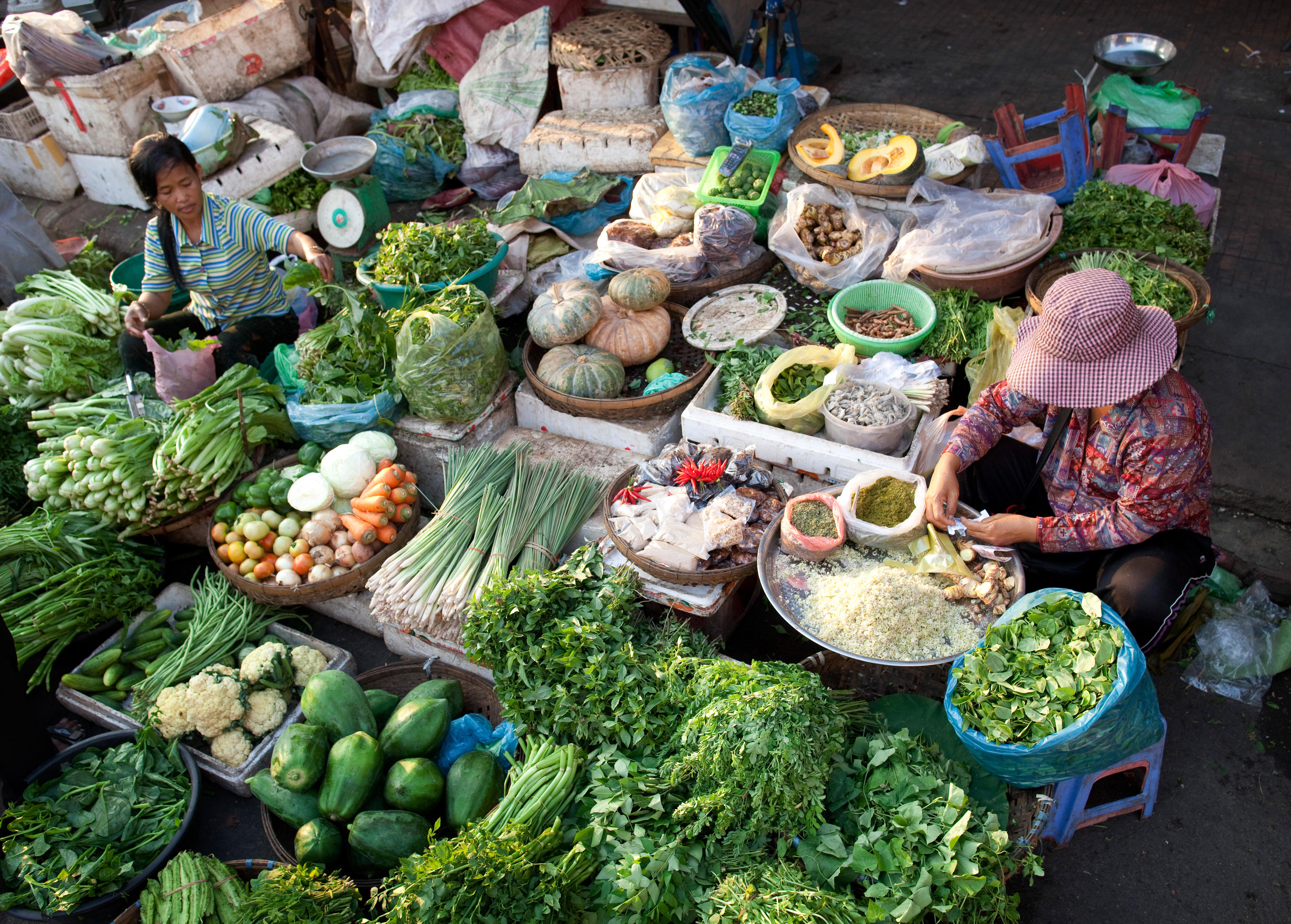 Vegetables at the Kandal market in Phnom Penh, Cambodia
