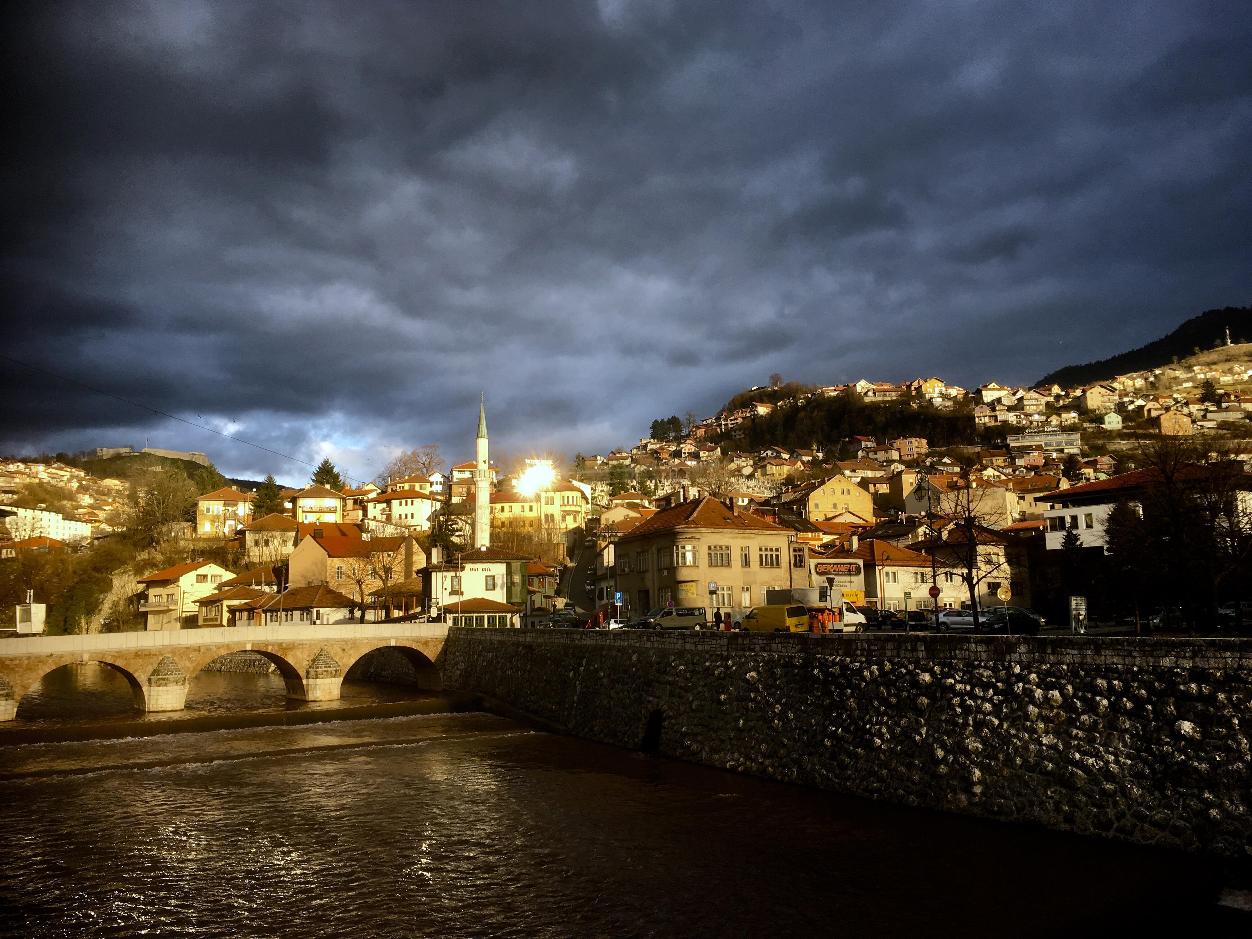 View of Sarajevo at sunset