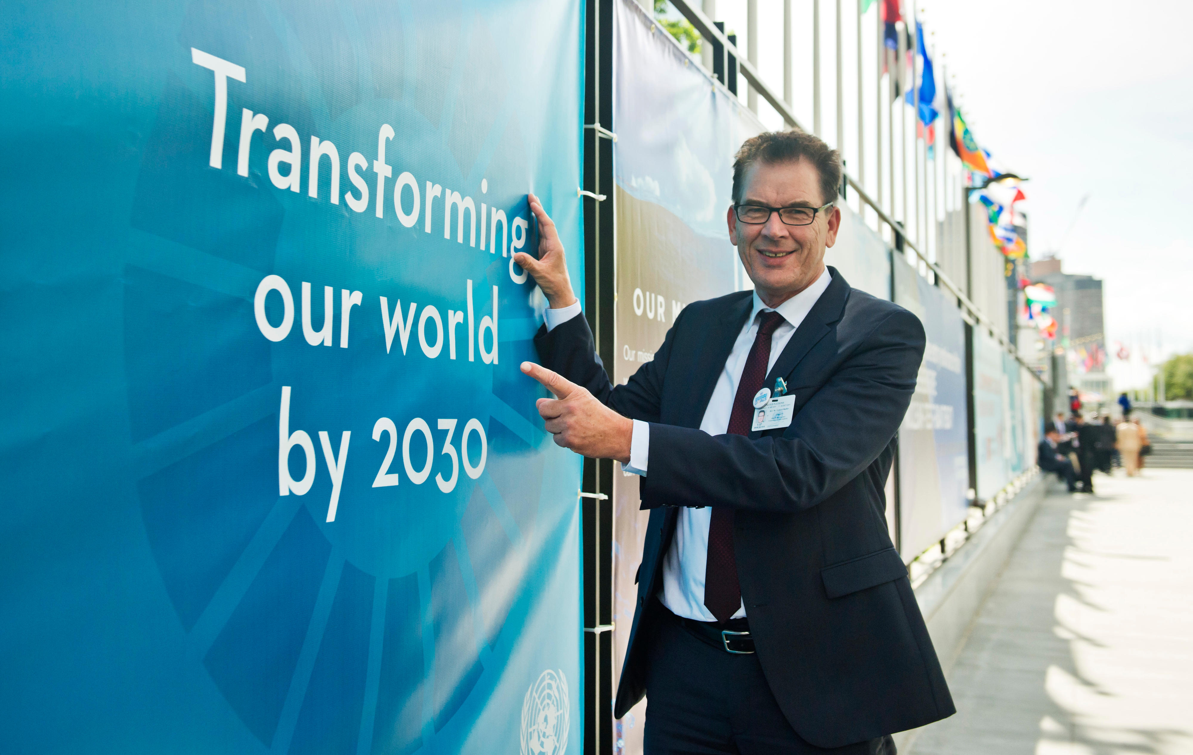 Bundesentwicklungsminister Gerd Müller beim Weltgipfel für nachhaltige Entwicklung 2015 in New York