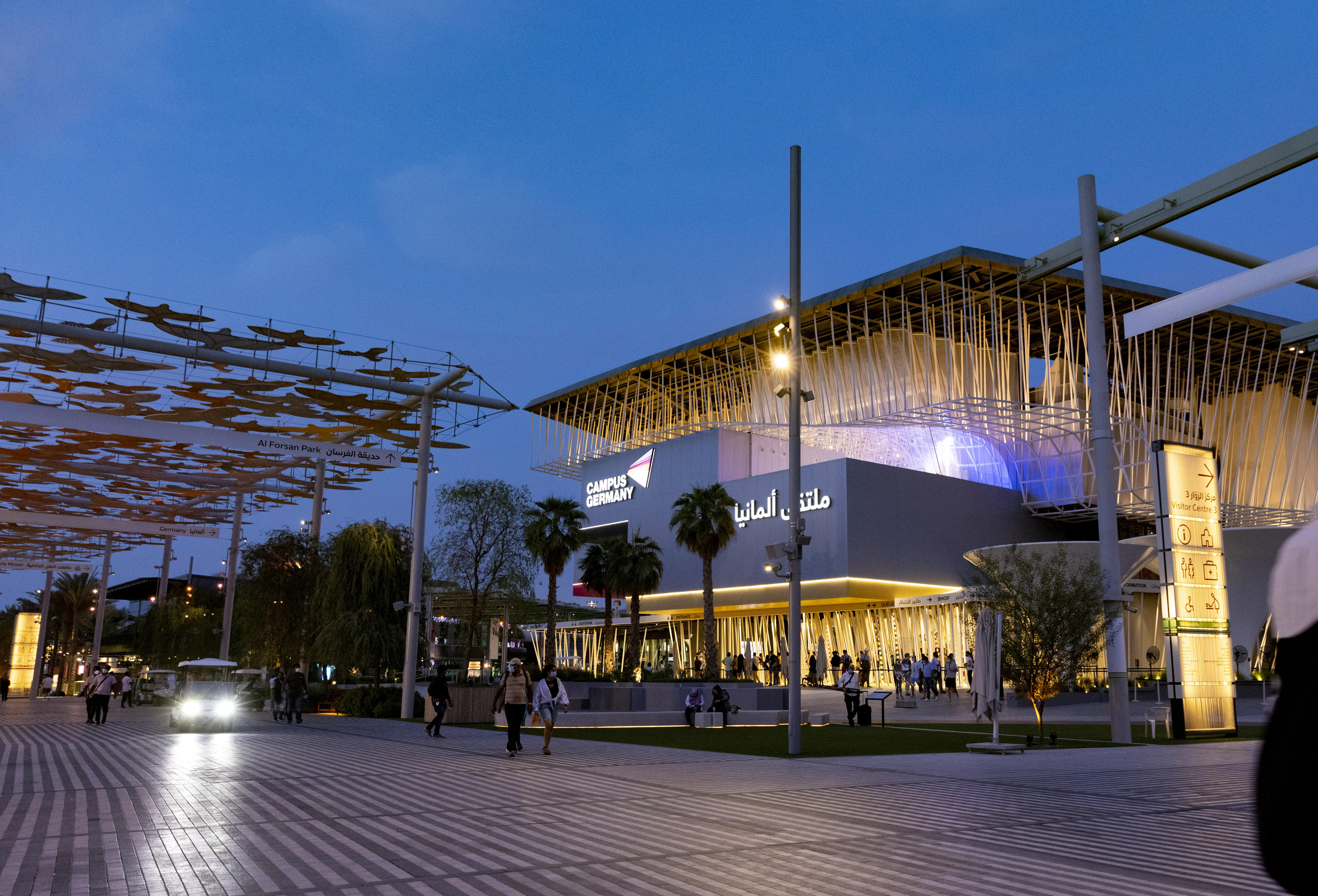 Außenansicht des Deutschen Pavillons bei der Expo 2020 in Dubai