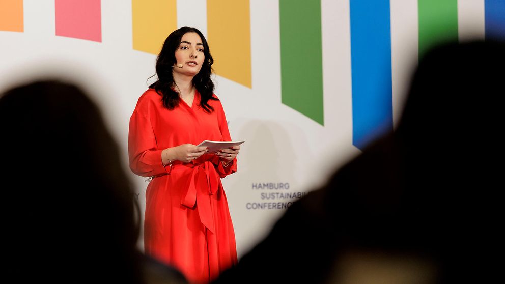 Entwicklungsministerin Reem Alabali Radovan bei ihrer Rede bei der Hamburg Sustainability Conference 2025